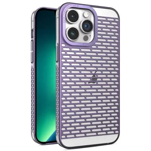 Funda para Teléfono iPhone 13 Pro Disipación de Calor PC Galvanizada Mate Hueca (Púrpura)