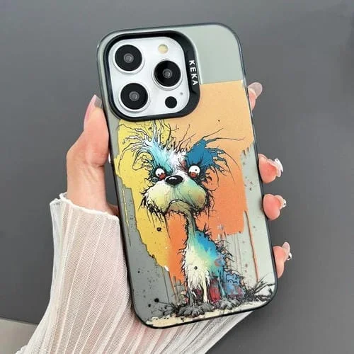 Funda para Teléfono iPhone 13 Pro Imd Animal Graffiti TPU + PC Doble Cara (Perro Furioso)