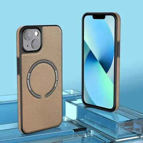 Funda para Teléfono iPhone 13 Pro Leather Magsafe Magnética (Beige)