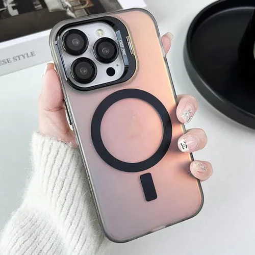 Funda para teléfono iPhone 13 Pro Max Magsafe Lens Holder PC Hybrid TPU (Negro)