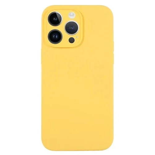 Funda para Teléfono iPhone 13 Pro Max Silicona Líquida Poro Fino (Amarillo)