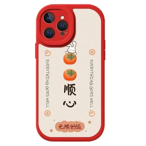 Funda para Teléfono iPhone 13 Pro Max Textura Cuero de Cordero Diseño Año Nuevo (Caqui)