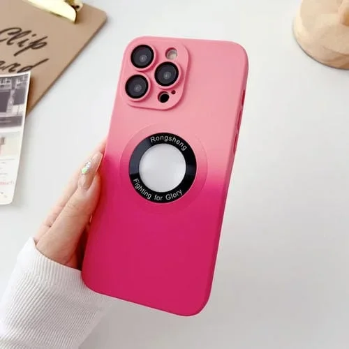 Funda para Teléfono iPhone 13 Pro Max TPU Magsafe Gradiente Dos Colores (Rosa + Rojo)