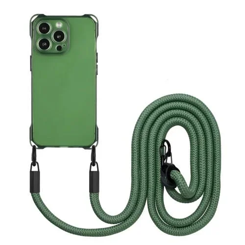 Funda para Teléfono iPhone 13 Pro TPU a Prueba de Golpes Cuatro Esquinas con Cordón (Verde)