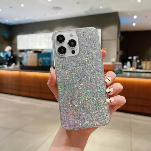Funda para Teléfono iPhone 13 Pro TPU Glitter Lentejuelas Epoxi (Plata)
