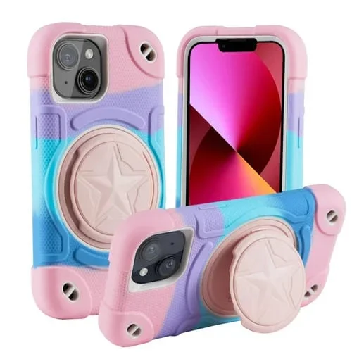 Funda para teléfono iPhone 13 Shield PC Hybrid silicona camuflaje (Rosa)