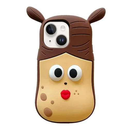 Funda para teléfono iPhone 13 Silicona 3D Fun Braid Girl (Pinch Eyes)