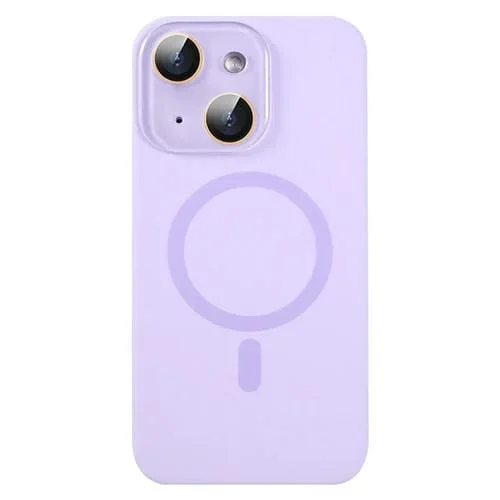 Funda para Teléfono iPhone 13 Silicona Líquida Magsafe Cobertura Total con Película para Lentes (Púrpura)
