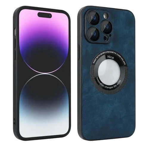 Funda para Teléfono iPhone 13 Skin Feel Leather Magsafe Magnética (Azul)