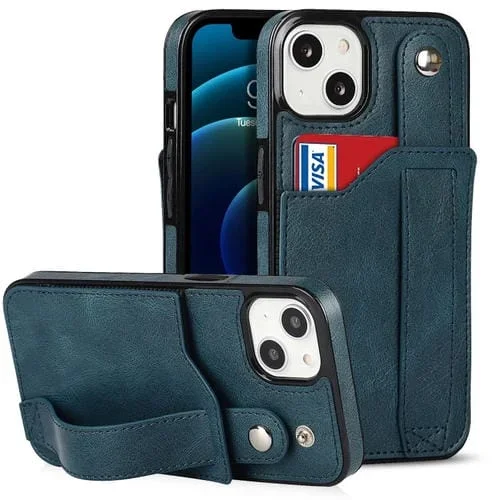 Funda para Teléfono iPhone 14 con Correa para la Muñeca (Azul Zafiro)