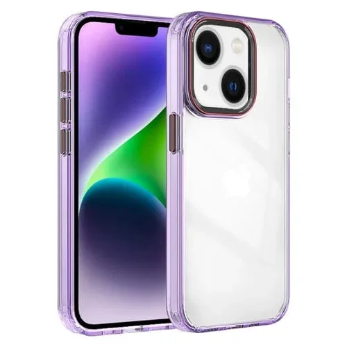 Funda para Teléfono iPhone 14 Crystal TPU Hybrid PC (Púrpura Transparente)