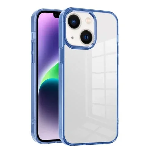 Funda para Teléfono iPhone 14 Ice Color Clear PC Hybrid TPU (Azul Real)