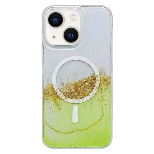 Funda para Teléfono iPhone 14 Magsafe Gilding Hybrid Clear TPU (Verde)