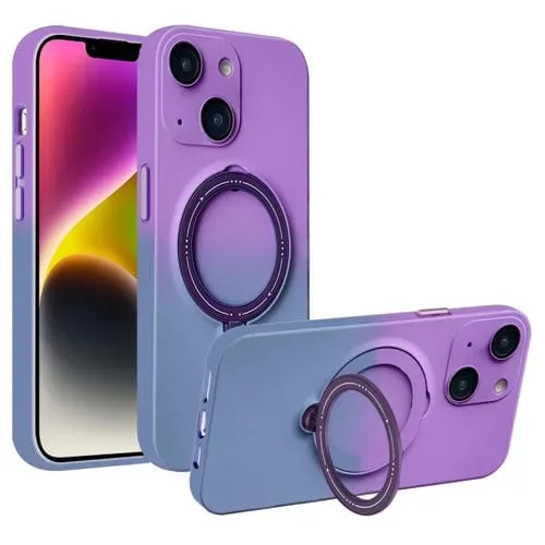 Funda para Teléfono iPhone 14 Magsafe Holder Gradient TPU (Gris Morado Oscuro)