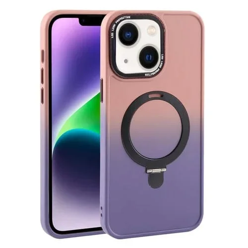 Funda para Teléfono iPhone 14 Plus con Soporte Magsafe y Silicona Líquida Gradiente (Rosa Púrpura)