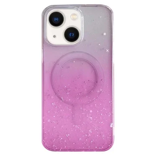 Funda para Teléfono iPhone 14 Plus Magsafe Glitter Hybrid Clear TPU (Rosa)