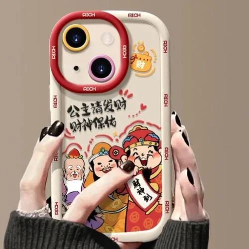 Funda para Teléfono iPhone 14 Princess Please Fortune God Of Wealth a Prueba de Caídas (Blanco)