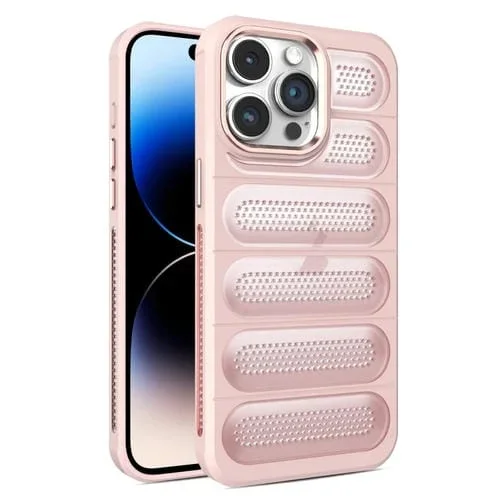 Funda para Teléfono iPhone 14 Pro Max Cooling Armor Malla Translúcida Transpirable (Rosa)