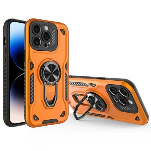Funda para Teléfono iPhone 14 Pro Max Soporte Giratorio Metal TPU PC (Naranja)