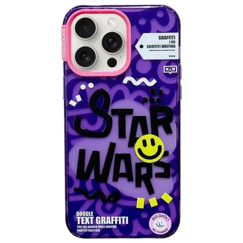 Funda para Teléfono iPhone 14 Pro Max Tomato Text Graffiti TPU Hybrid (Púrpura)