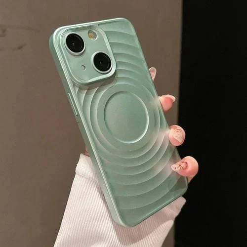 Funda para Teléfono iPhone 14 Textura Ondulada PC a Prueba de Golpes (Cian)
