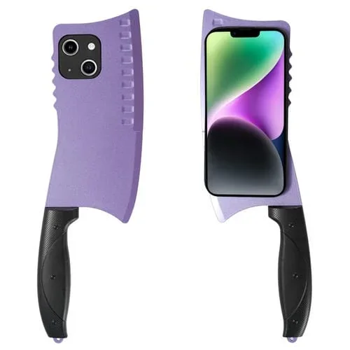 Funda para Teléfono iPhone 14 TPU + PC con Cuchillo de Cocina Simulado (Púrpura)