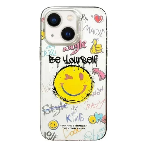 Funda para Teléfono iPhone 14 TPU + PC con Patrón Colorido (Sonrisa)