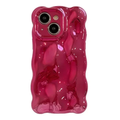Funda para Teléfono iPhone 14 Wave Bubbles TPU (Rojo Rosa)