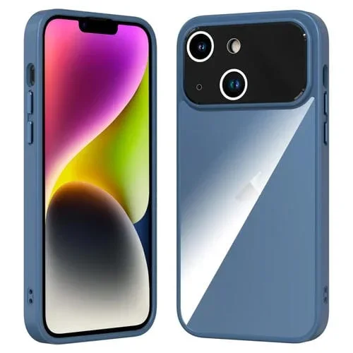 Funda para Teléfono iPhone 15 Acrílico y TPU Ventana Grande (Zafiro)