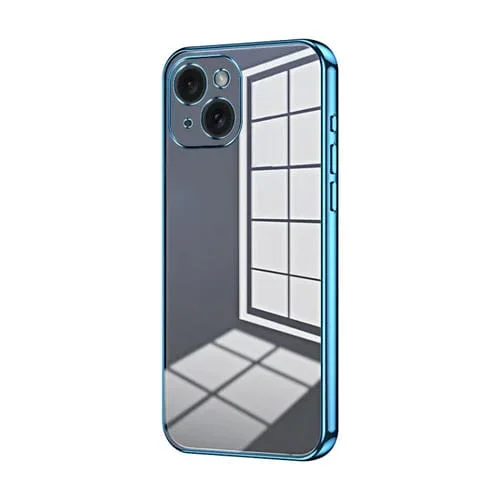 Funda para Teléfono iPhone 15 con Orificio Fino y Revestimiento Transparente (Azul)