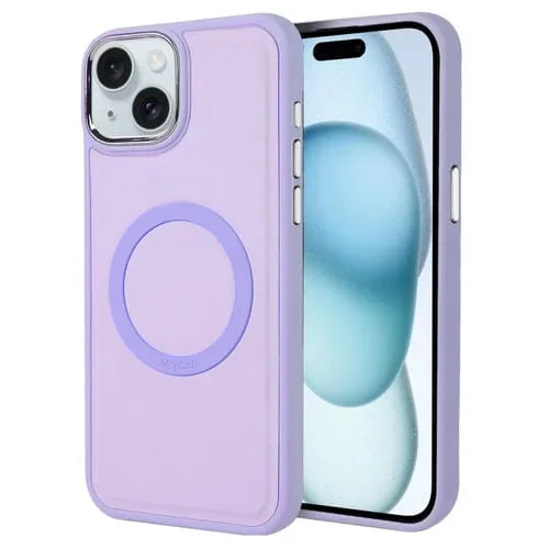 Funda para Teléfono iPhone 15 Magsafe Revestimiento Sensación de Piel Líquida (Púrpura)