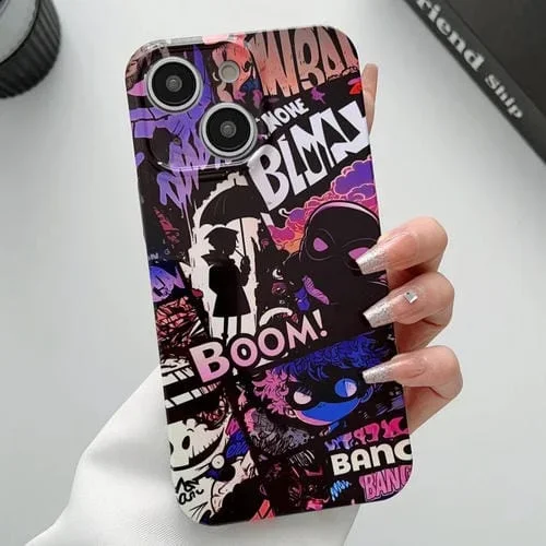 Funda para Teléfono iPhone 15 PC con Orificio Preciso y Patrón Pintado (Comics Umbrella Boy)