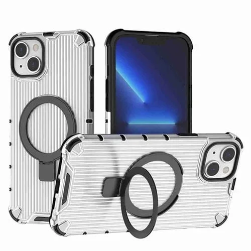 Funda para Teléfono iPhone 15 Plus 14 Plus Soporte Rejilla a Prueba de Golpes (Transparente)