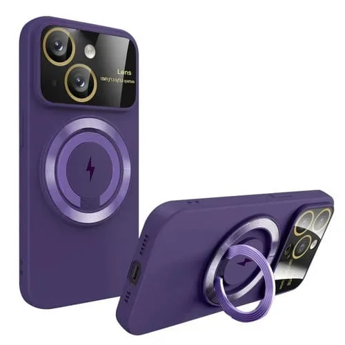 Funda para Teléfono iPhone 15 Plus con Soporte Magnético Magsafe y Ventana Grande (Púrpura Oscuro)