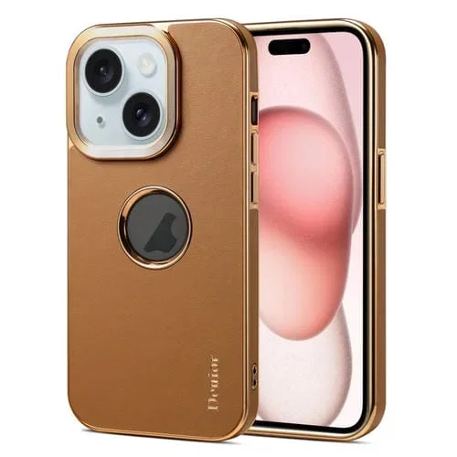 Funda para Teléfono iPhone 15 Plus Denior Galvanoplastia Textura Becerro (Caqui)