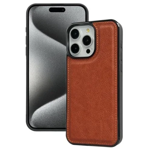 Funda para Teléfono iPhone 15 Pro Contraportada Textura Piel de Vaca (Marrón)