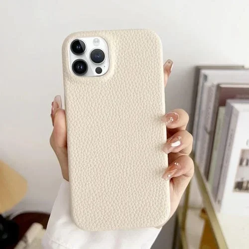 Funda para Teléfono iPhone 15 Pro Litchi Texture Todo Incluido a Prueba de Golpes (Blanco)