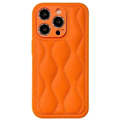 Funda para Teléfono iPhone 15 Pro Max Airbag de Edredón Textura en Forma de 8 (Naranja)