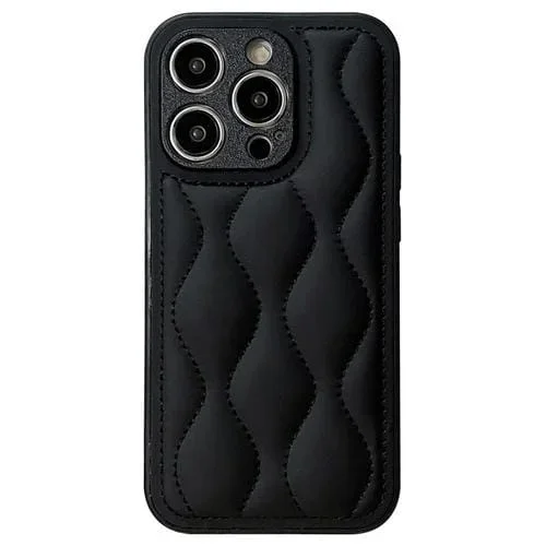 Funda para Teléfono iPhone 15 Pro Max Airbag de Edredón Textura en Forma de 8 (Negro)