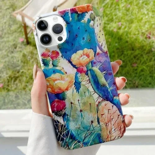 Funda para Teléfono iPhone 15 Pro Max Barniz Water Stick PC (Espinas de Cactus)