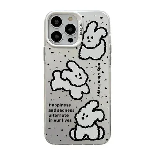 Funda para Teléfono iPhone 15 Pro Max Cute Animal Pattern Series PC y TPU (Cachorro Blanco)
