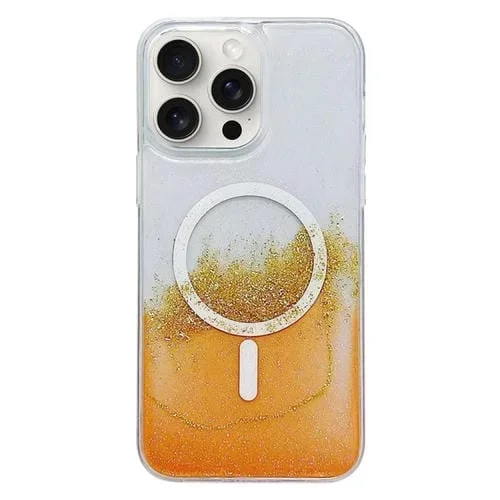 Funda para teléfono iPhone 15 Pro Max Magsafe Gilding Hybrid Clear TPU (Naranja)