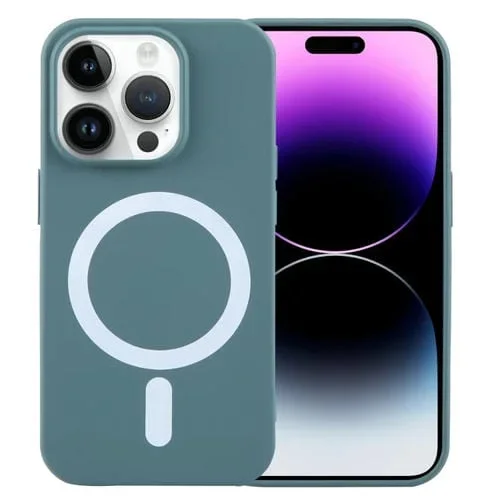 Funda para Teléfono iPhone 15 Pro Max Silicona Líquida Magsafe (Verde Oscuro)