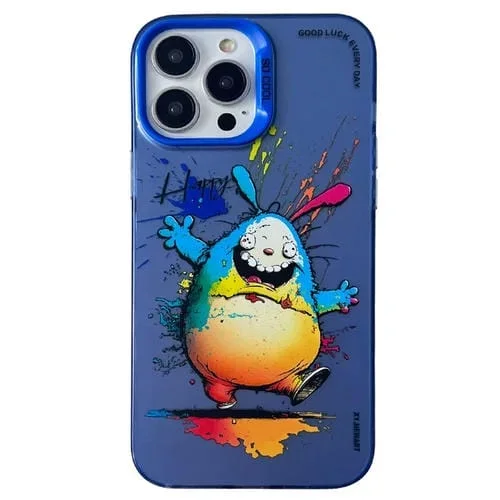 Funda para Teléfono iPhone 15 Pro Serie Plateada Doble Capa (Conejo Feliz)