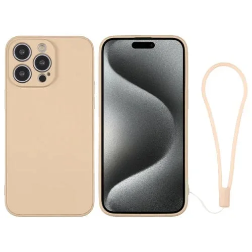 Funda para Teléfono iPhone 15 Pro Silicona con Correa para Muñeca (Lotus Pink)