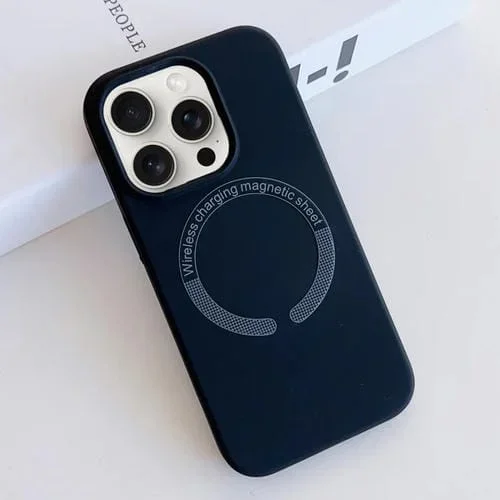 Funda para Teléfono iPhone 15 Pro Silicona Líquida Magnética Magsafe (Azul Oscuro)