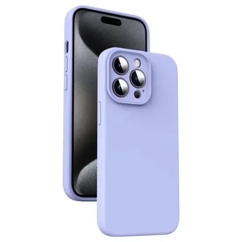 Funda para Teléfono iPhone 15 Pro Silicona Líquida Microfibra a Prueba de Golpes (Púrpura)