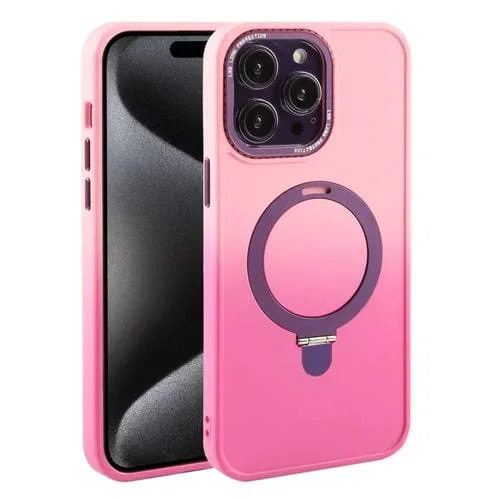Funda para Teléfono iPhone 15 Pro Soporte Magsafe Silicona Líquida Degradada (Rosa Rojo)