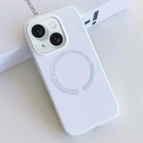 Funda para Teléfono iPhone 15 Silicona Líquida Magnética Magsafe (Blanco)