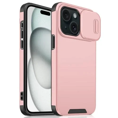 Funda para Teléfono iPhone 15 Sliding Camshield TPU + PC (Rosa)
